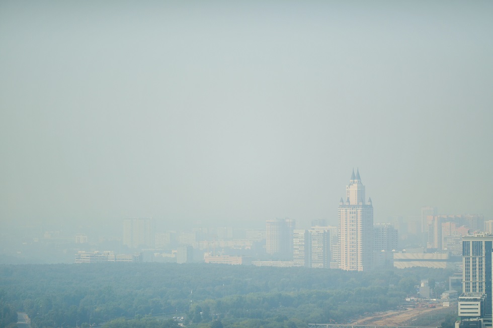 Гарь и смог в Москве из-за лесных пожаров в Рязанской области