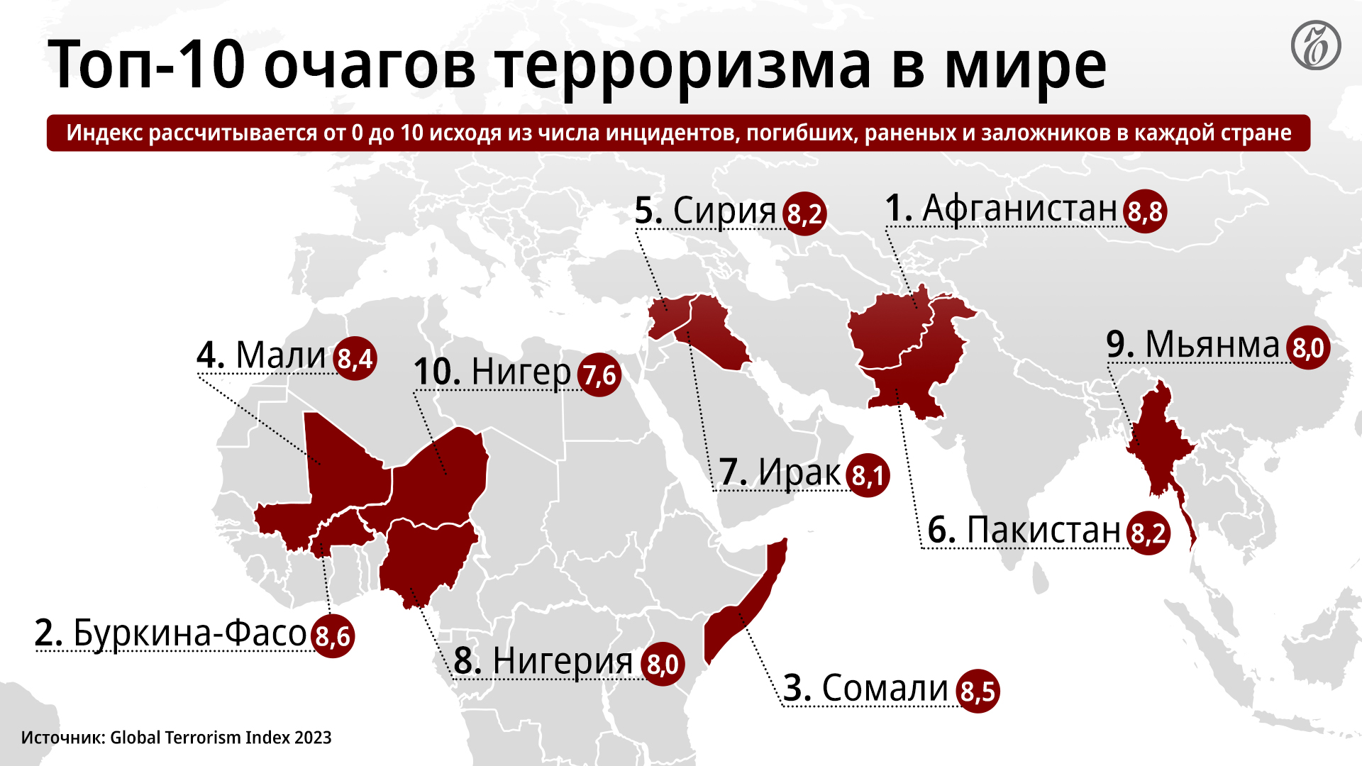 Главные очаги терроризма в мире - Коммерсантъ