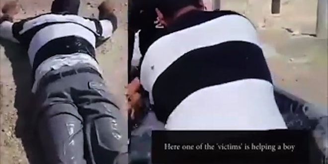 Стоп-кадр из предполагаемого видео инсценировок химатаки в сирийской провинции Идлиб