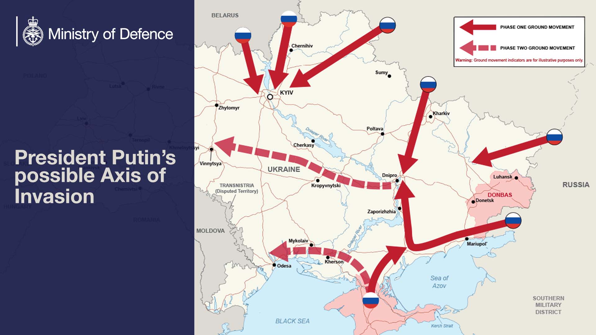 Минобороны Великобритании твитнуло карту направлений наступления России наУкраину – Коммерсантъ