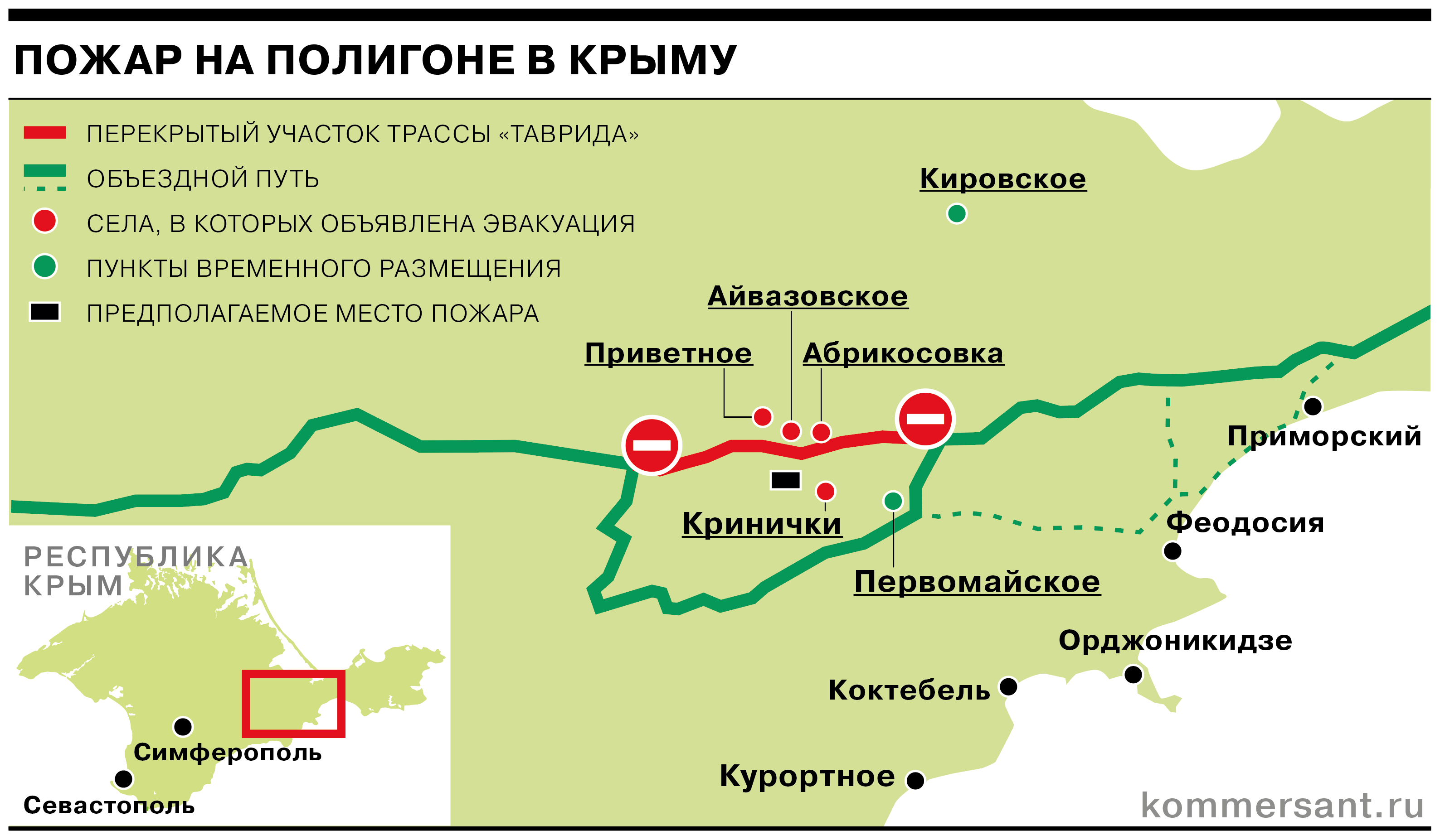 На горящем полигоне в Крыму детонируют боеприпасы – Коммерсантъ