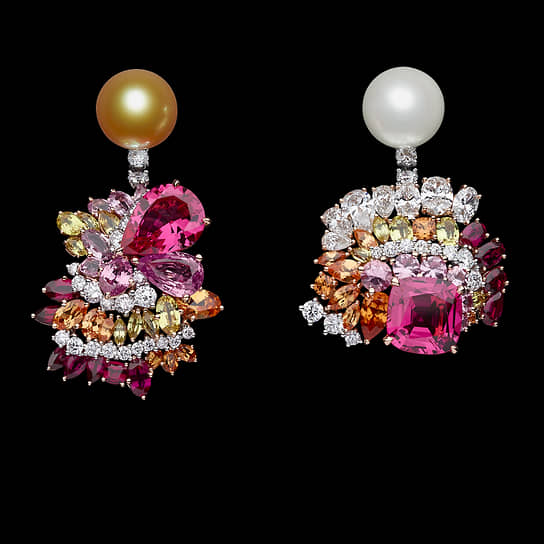 Tie &amp; Dior, розовое и белое золото, платина, бриллианты, культивированный жемчуг, шпинели, розовые и желтые сапфиры, спессартины, рубины, Dior Joaillerie