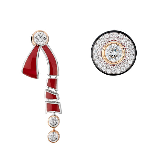 Ruban Canotier, белое и розовое золото, бриллианты, красный и черный лак, Chanel High Jewelery