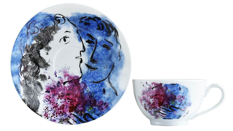 Для создания сервиза «Букет цветов Марка Шагала» были использованы эскизы Марка Шагала
