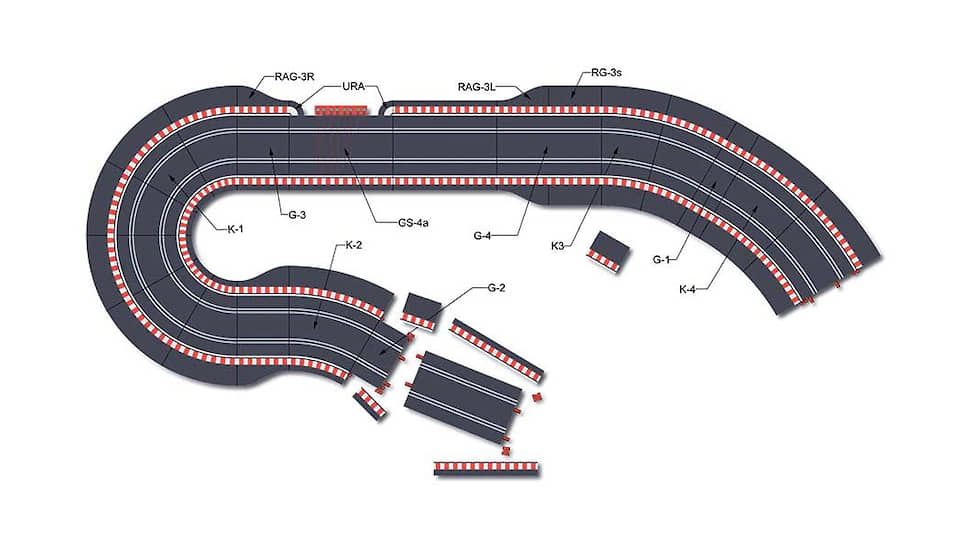В гонке по новой трассе могут одновременно принять участие до восьми автомобилей масштаба 1:32 и 1:24. Детали конструктора выполнены из металла, пластика и дерева.
