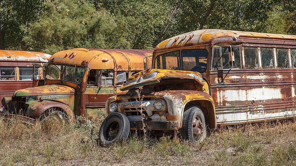 Старые школьные автобусы разных годов также довольно часто встречаются на стоянках &quot;коллекционеров&quot;