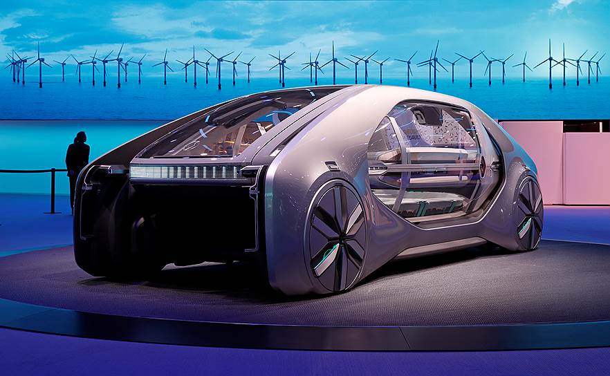 Renault на домашней выставке представил сразу несколько концептуальных беспилотных электромобилей. Один из них — модель EZ-GO