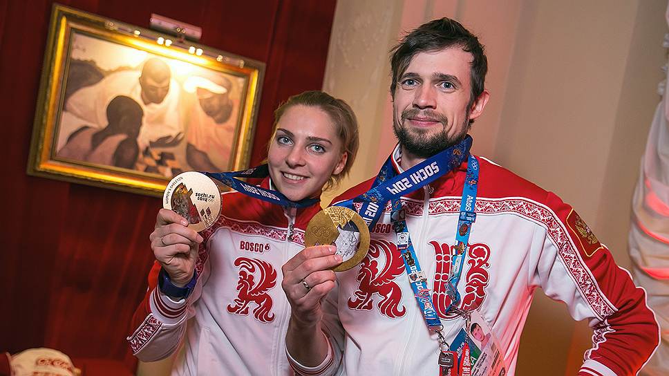 Елена Никитина, обладательница бронзовой медали в скелетоне, и Александр Третьяков, олимпийский чемпион в этом же виде спорта