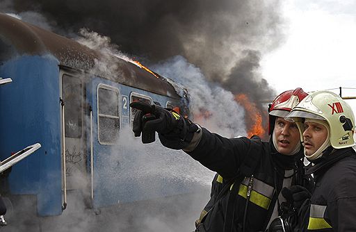 27.05.2009 Учения по спасению во время пожара на железной дороге в Венгрии