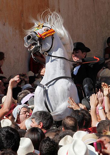 22-24 июня в Испании тысячи людей приняли участие в фестивале Sant Joan (праздник Середины лета). Центром внимания в эти дни является лошадь 