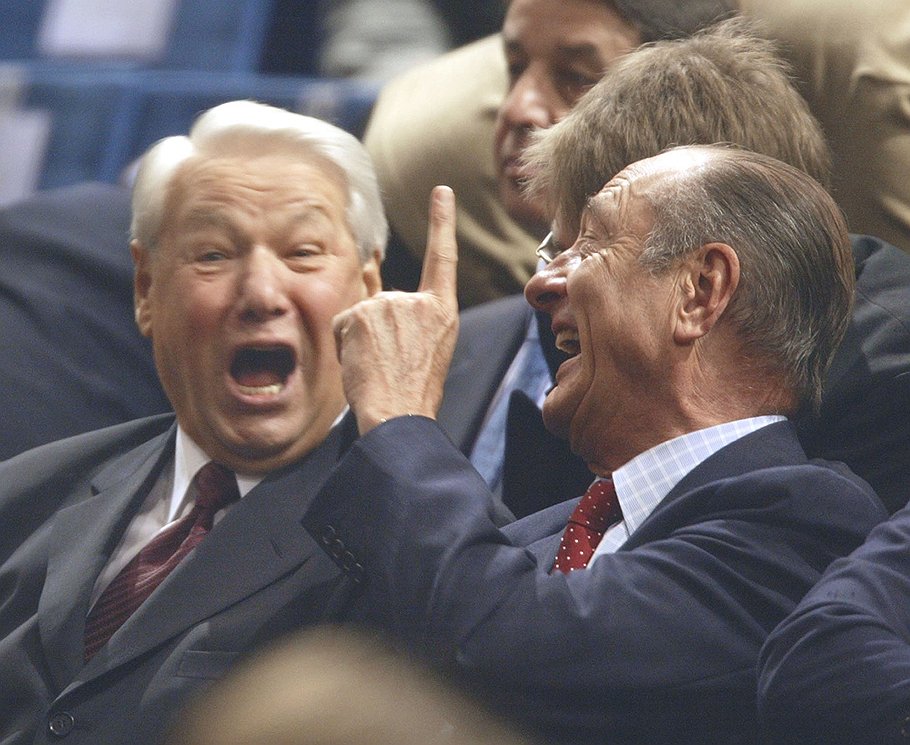 Борис Ельцин и бывший президент Франции Жак Ширак. 2002 год