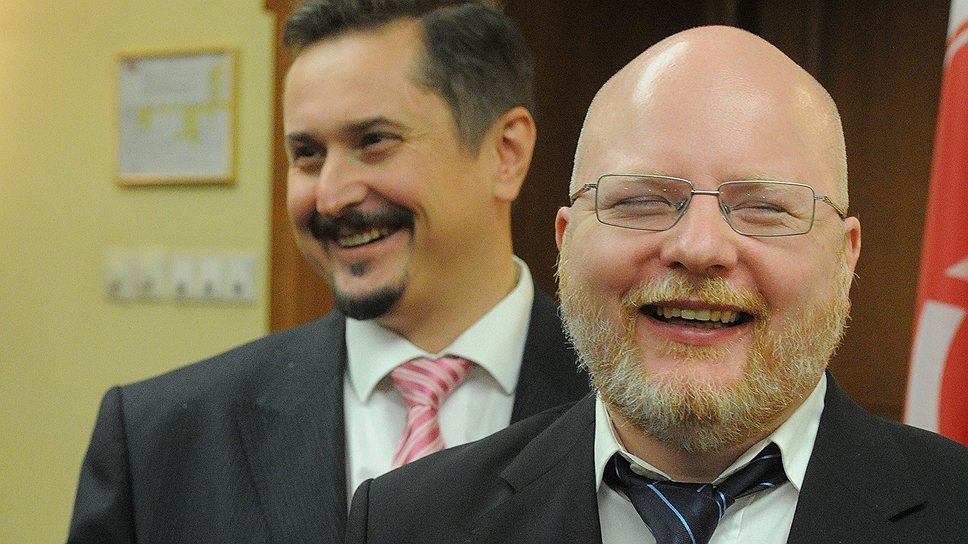Лидеры Национал-демократической партии, члены Координационного совета оппозиции (КСО) Владимир Тор (слева) и Константин Крылов