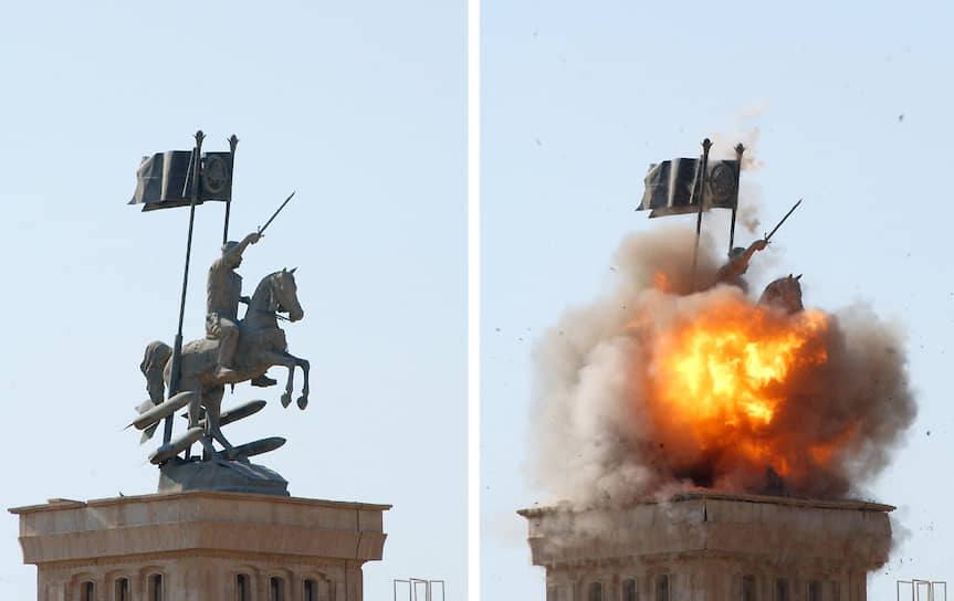 18 июля 2003 года американские военные уничтожили 9-метровый конный памятник Хусейну в Тикрите. Голову статуи забрали в качестве трофея