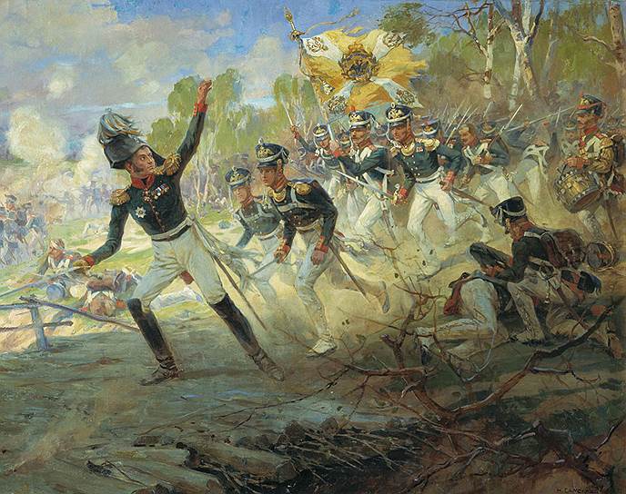 1812 год. Бой под Салтановкой, в котором корпус генерала Раевского сразился с французами под командованием маршала Даву
