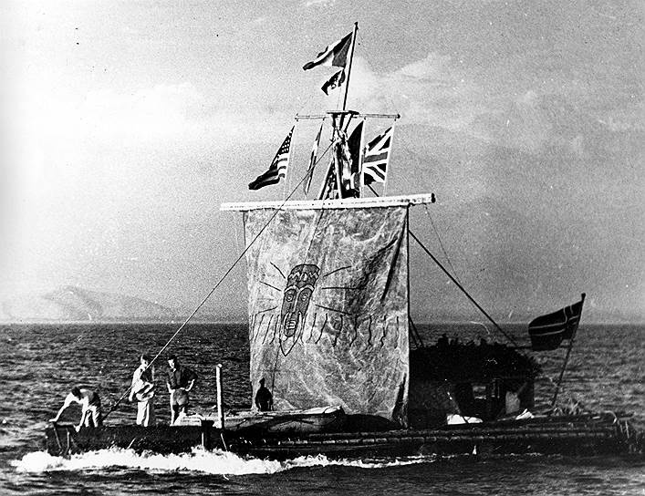 1947 год. Корабль норвежского путешественника Тура Хейердала «Кон-Тики», преодолевший в Тихом океане 4300 миль, терпит крушение на тихоокеанских рифах