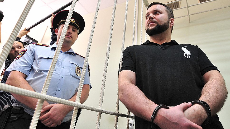 Бывший сотрудник МВД Максим Каганский, обвиняемый в попытке крупного мошенничества, во время заседания Хорошевского районного суда