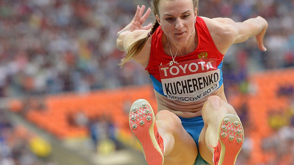 Российская спортсменка Ольга Кучеренко в финальных соревнованиях по прыжкам в длину среди женщин