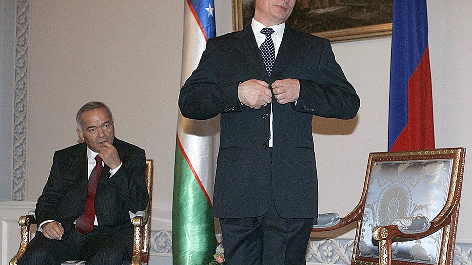 2005 год. Владимир Путин и президент Узбекистана Ислам Каримов во время заседания саммита Организации центральноазиатского сотрудничества