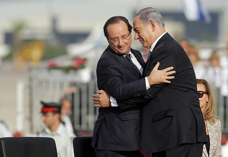 Президент Франции Франсуа Олланд (слева) и премьер-министр Израиля Биньямин Нетаньяху, 2013 год  