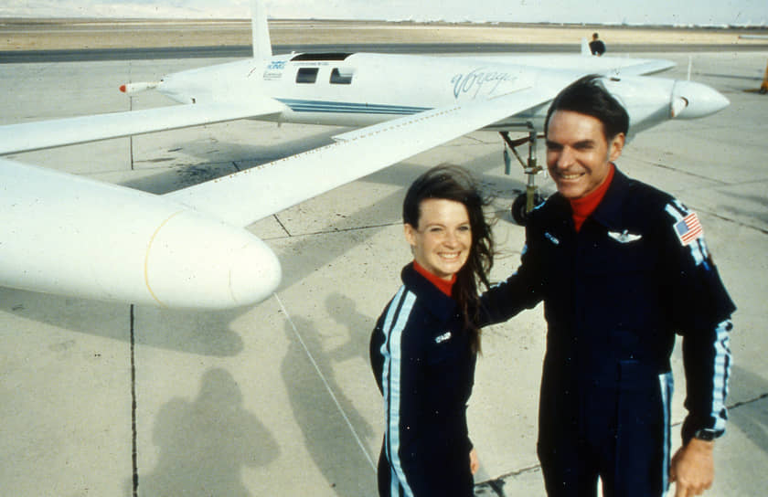 1986 год. Отставной офицер ВВС США Дик Рутан и летчица Джина Йигер вылетели с военно-воздушной базы в Калифорнии на своем специально сконструированном самолете «Вояджер». Это был первый перелет вокруг света без посадки и без заправки
