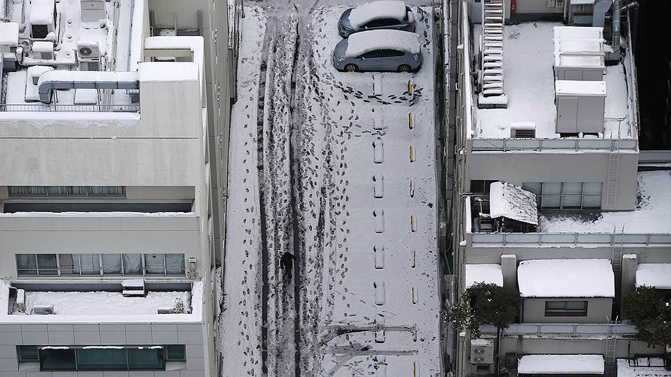 Улица в Токио после снегопада