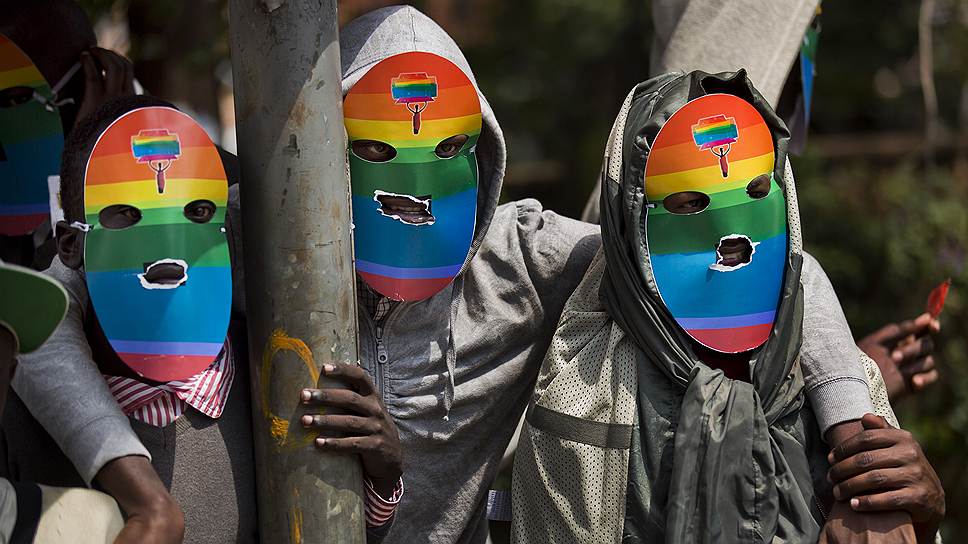 Акция протеста кенийских геев в Найроби против жесткой позиции властей Уганды в отношении гомосексуализма