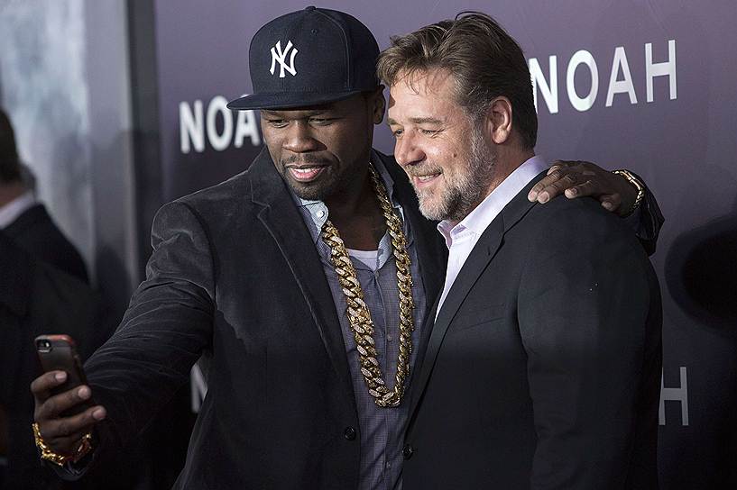 Рэппер 50 Cent и актер Рассел Кроу на премьере фильма «Ной» в Нью-Йорке 