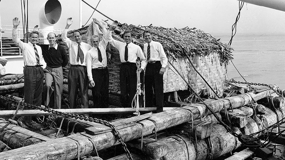В 1947 году Тур Хейердал совершил путешествие на плоту «Кон-Тики» из Перу до островов Полинезии, преодолев по Тихому океану свыше 8 тыс. км за 101 день. Никаких судов сопровождения у храбрецов не было, и, случись что-то, последствия стали бы катастрофическими. Но Хейердал добрался до островов невредимым