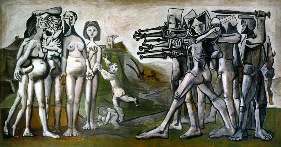 Картина Пабло Пикассо «Резня в Корее» (1951 года) отражает зверства военных против мирного населения, имевшие место во время Корейской войны. Известно, что в Южной Корее картина была сочтена антиамериканской и долгое время после войны запрещалась к показу (вплоть до 1990-х годов)