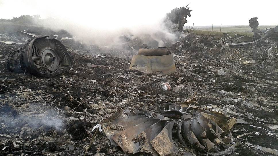 Обломки пассажирского самолета «Боинг-777» компании «Малайзийские авиалинии», следовавшего по маршруту Амстердам—Куала-Лумпур и рухнувшего недалеко от Донецка, в 50 км от российской границы