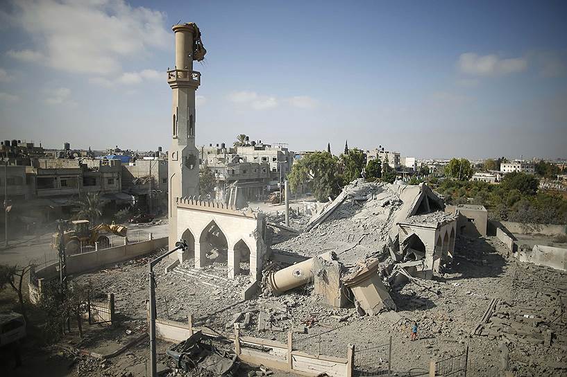 Руины мечети в Бейт-Хануне, уничтоженной израильской армией