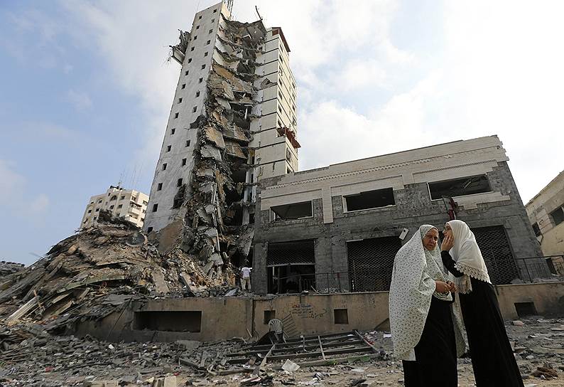 Один из самых высоких жилых домов в Газе, разрушенный израильскими авиаударами