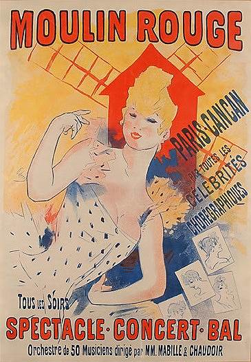 Плакаты о представлениях в «Мулен Руж» рисовал Анри де Тулуз-Лотрек — французский художник и друг Зидлера. Самой популярной его моделью была танцовщица и певица Иветта Гильбер 