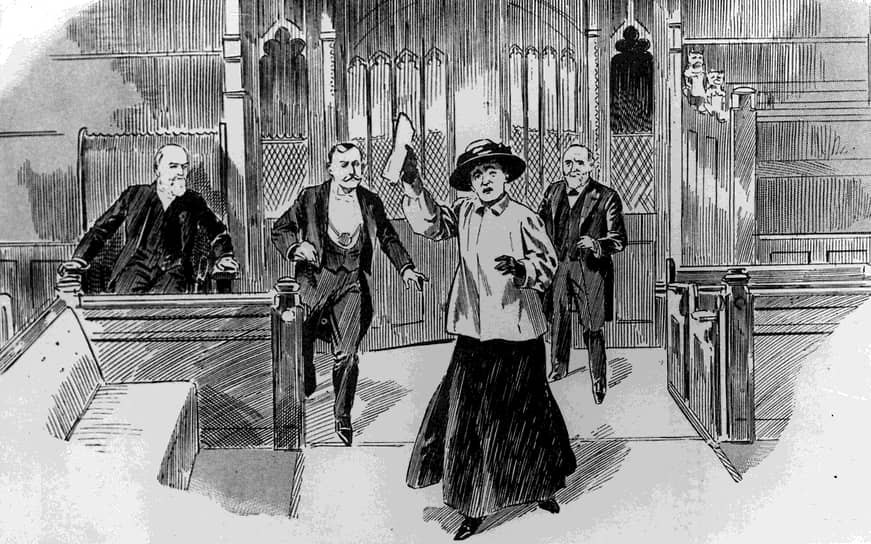 В 1908 году суфражетки попытались ворваться в Палату общин, подожгли дом Дэвида Ллойда Джорджа (несмотря на поддержку с его стороны введения женского избирательного права)