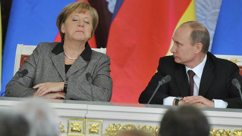 2012 год.  Владимир Путин  и канцлер Германии Ангела Меркель во время российско-германских межгосударственных консультаций