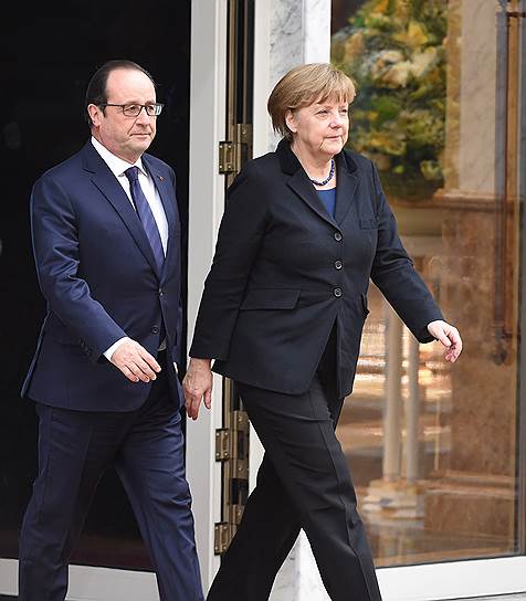 Президент Франции Франсуа Олланд и федеральный канцлер Германии Ангела Меркель 