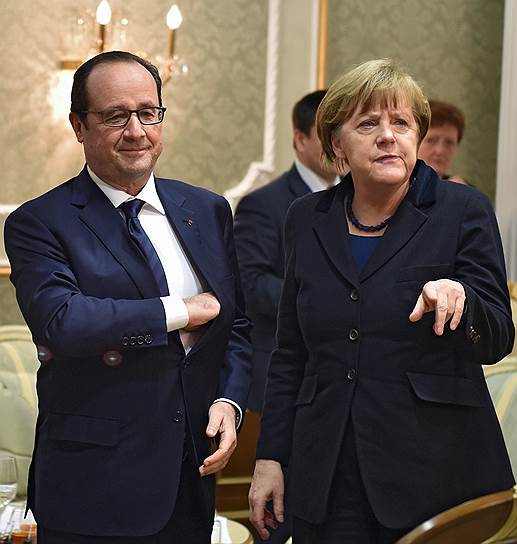 Президент Франции Франсуа Олланд и федеральный канцлер Германии Ангела Меркель