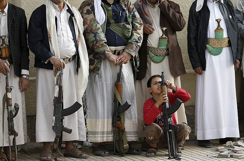 Сана, Йемен. Участники акции протеста против саудовских бомбардировок