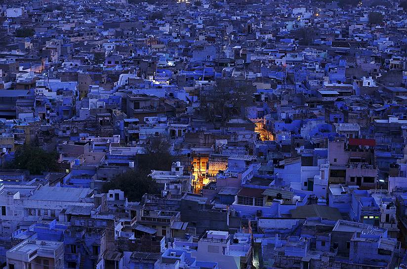 Джодхпур, Индия. Вид на жилой район Джодхпура во время заката