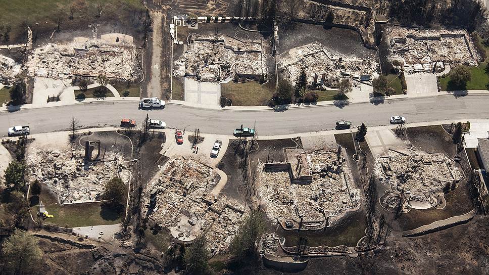 Уэнатчи, США. Дома уничтоженные пожарами, возникшими из-за аномально высокой температуры воздуха и сильного ветра