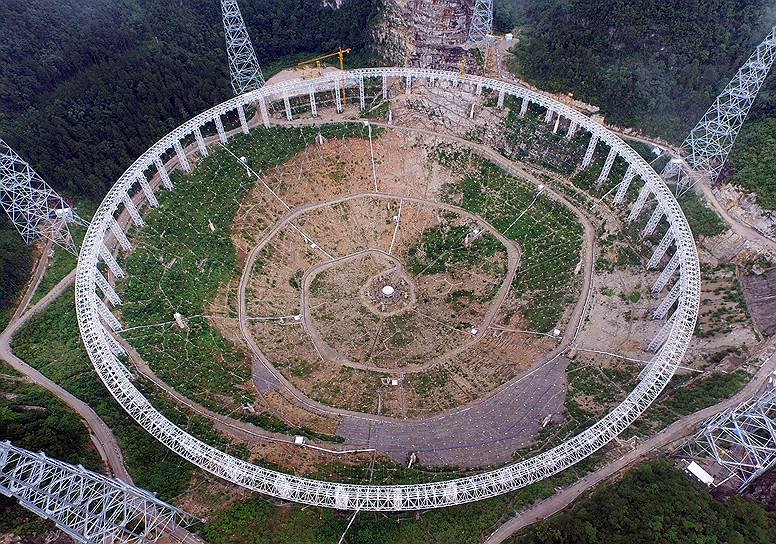 Округ Пинтан, провинция Гуйчжоу, Китай. Строительство самого большого в мире радиотелескопа FAST