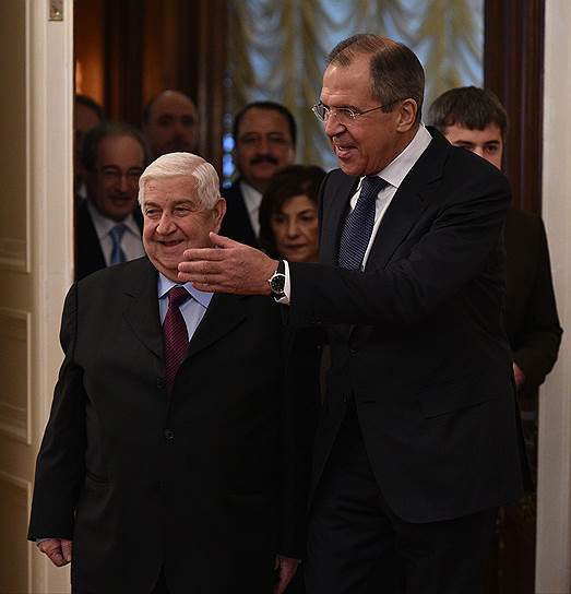 Министр иностранных дел Сирии Валид Муаллем (слева) и министр иностранных дел России Сергей Лавров (справа) 
