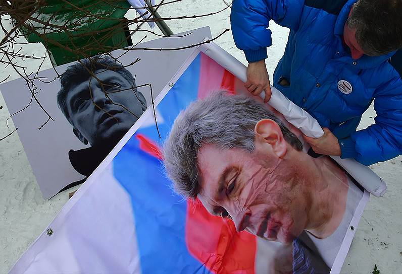 Акция памяти Бориса Немцова в Санкт-Петербурге