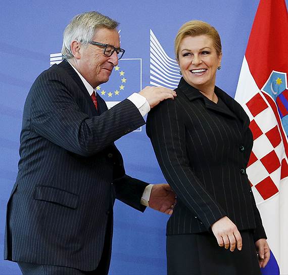 Председатель Еврокомиссии Жан-Клод Юнкер и президент Хорватии Колинда Грабар-Китарович