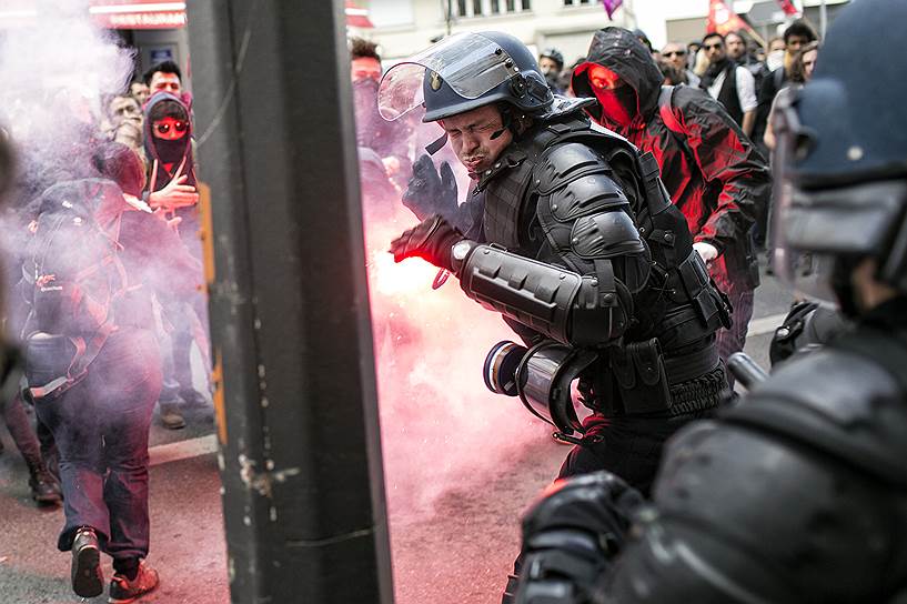 Лион, Франция. Столкновения, возникшие в ходе акции протеста против пересмотра трудового законодательства 