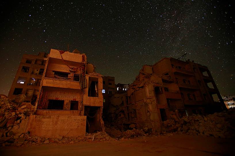 Идлиб, Сирия. Здания, поврежденные во время боев 