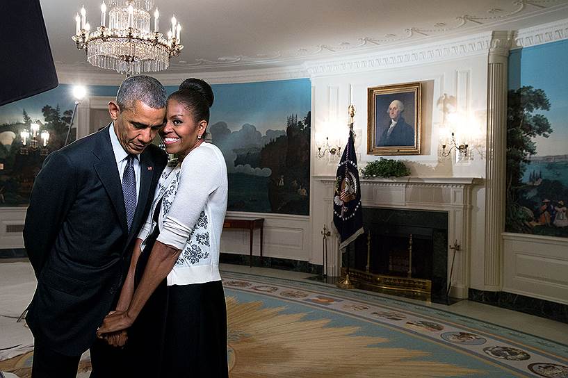 2015 год. С женой Мишель Обамой в Белом доме. Вашингтон