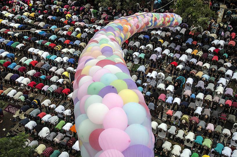Каир, Египет. Мусульмане в день праздника жертвоприношения Курбан-байрам 