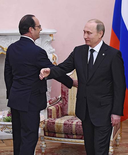 Президент Франции Франсуа Олланд (слева) и президент России Владимир Путин