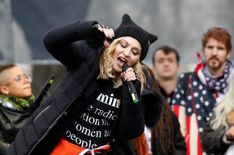 Певица Мадонна на Women&#39;s March в Вашингтоне, США